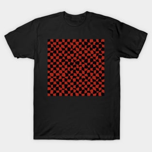 Warped Checkerboard, Black and Red T-Shirt